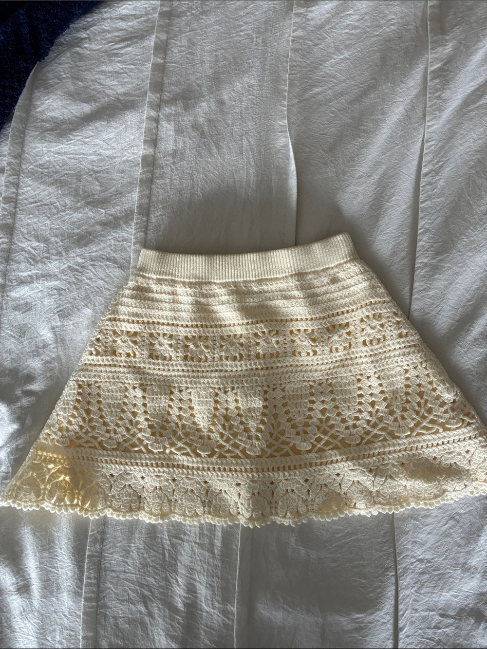 cheeky plum Cream Crochet A-Line Mini Skirt